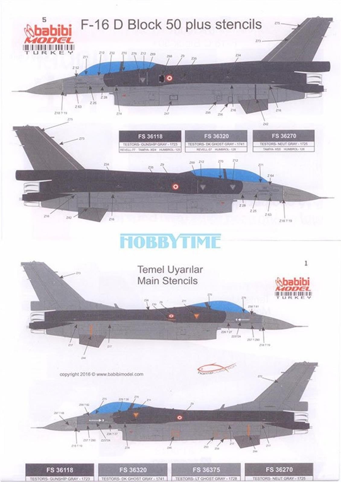 Babibi DDT01019 1/48 Ölçek, Turaf F-16, Filolar Karışık, Dekal Çıkartma