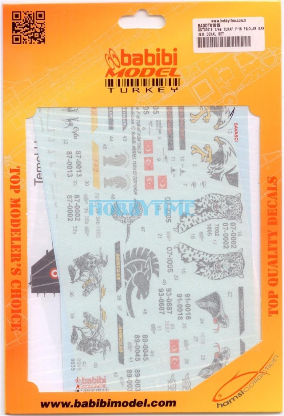 Babibi DDT01019 1/48 Ölçek, Turaf F-16, Filolar Karışık, Dekal Çıkartma