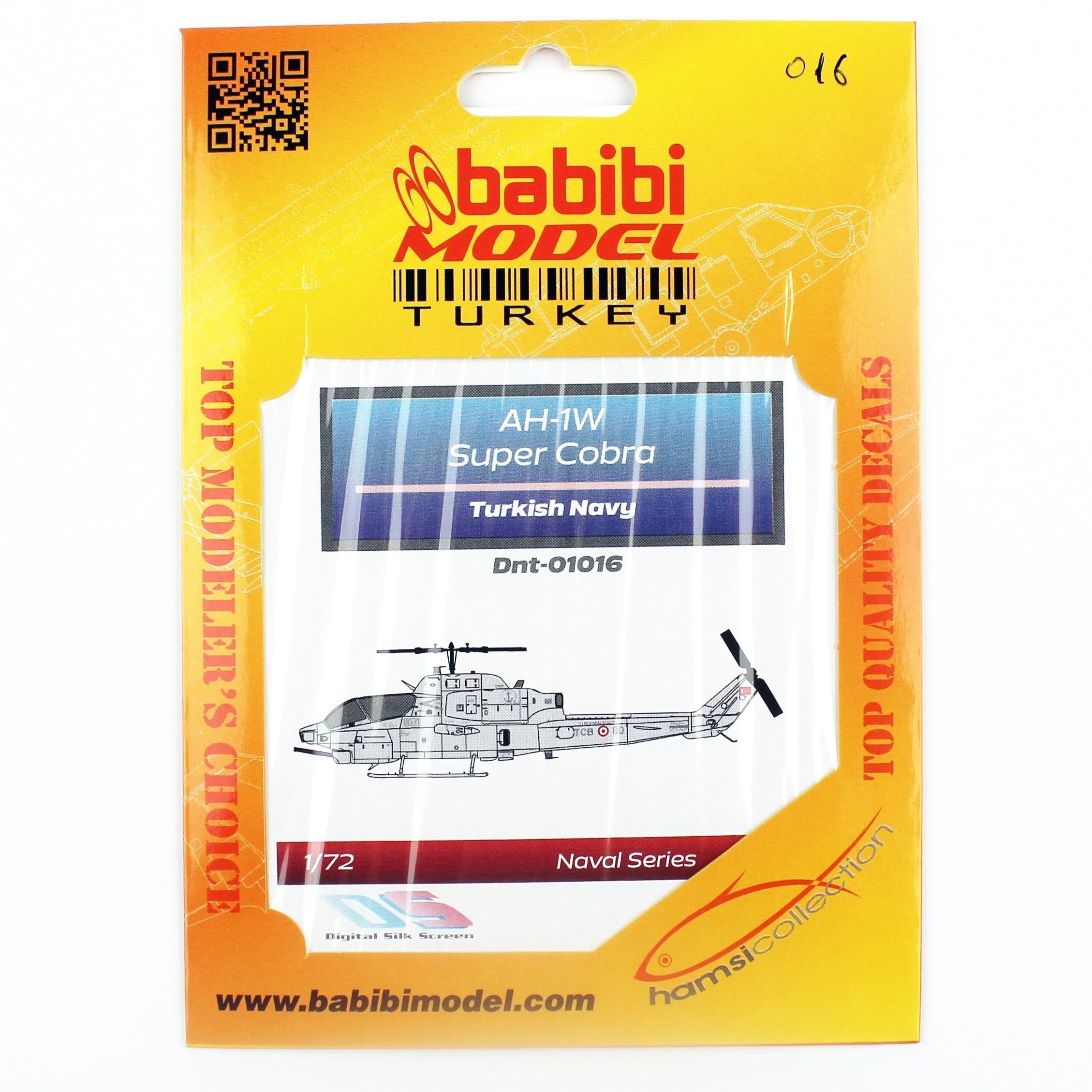 Babibi DNT01016 1/72 Ölçek, AH-1W Süper Kobra Türk Deniz Kuvvetleri Decal Çıkartma