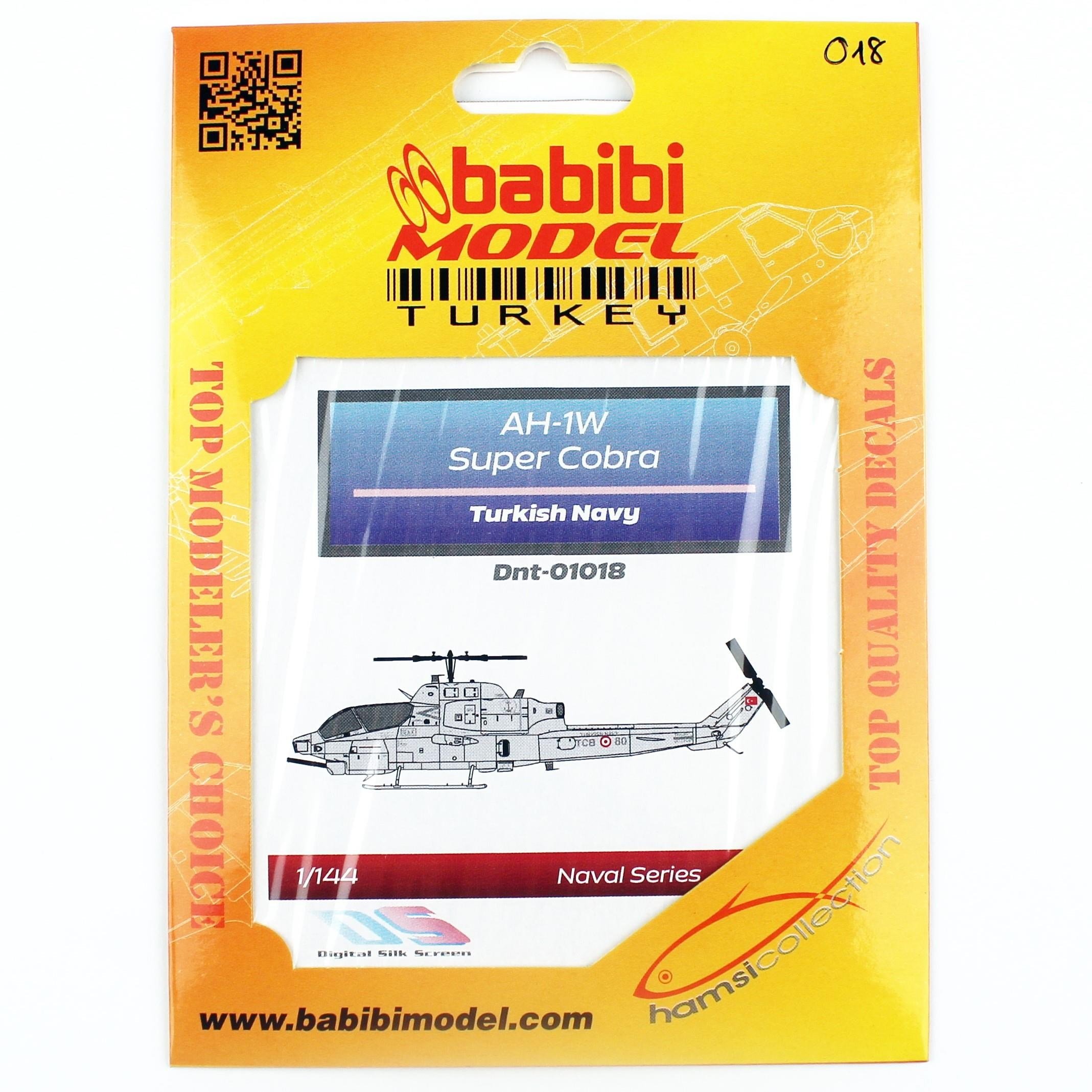 Babibi DNT01018 1/144 Ölçek, AH-1W Süper Kobra Türk Deniz Kuvvetleri Decal Çıkartma