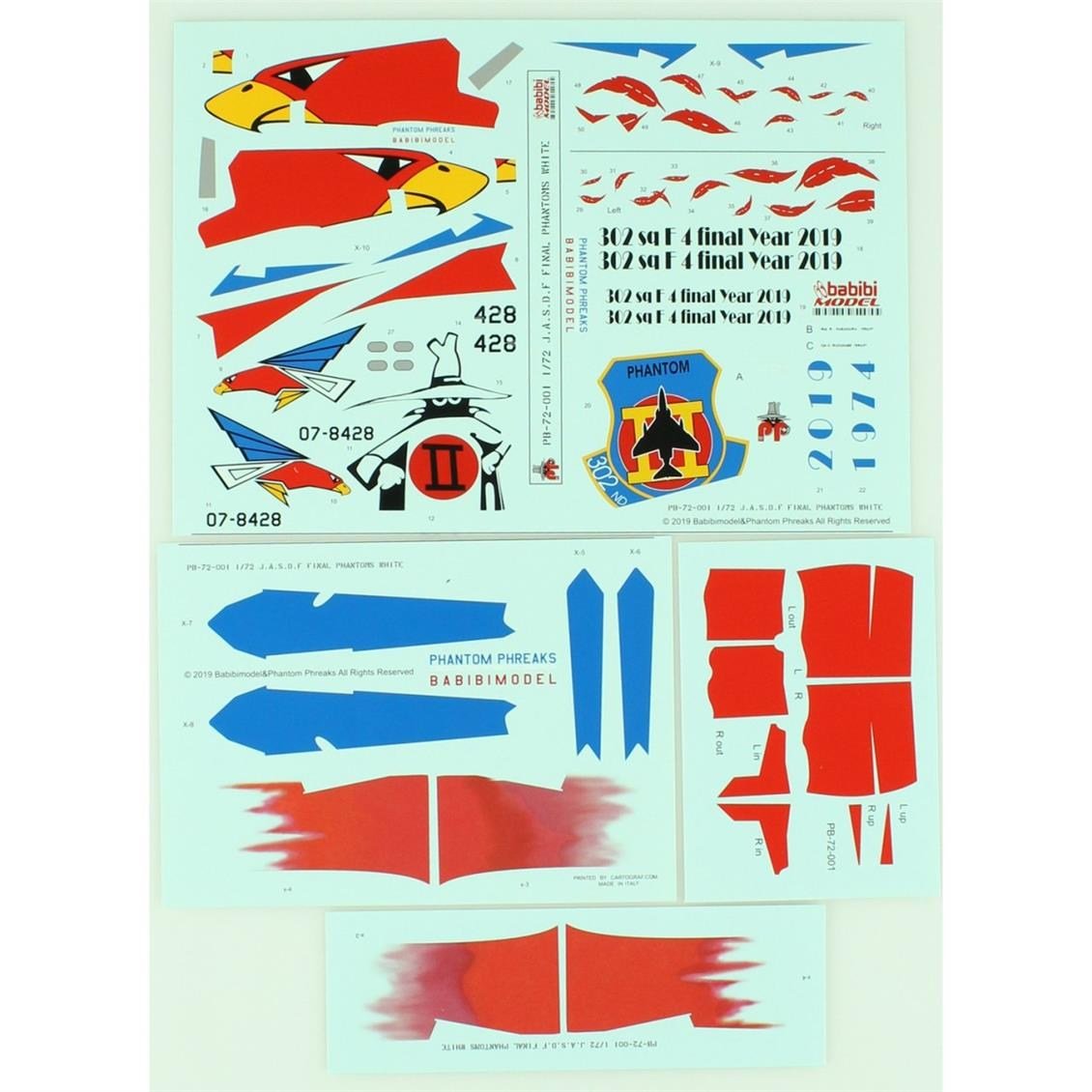 Babibi PB72001 1/72 Ölçek, Jasdf F4-EJ Son Samuray Beyaz Phantom, Dekal Çıkartma