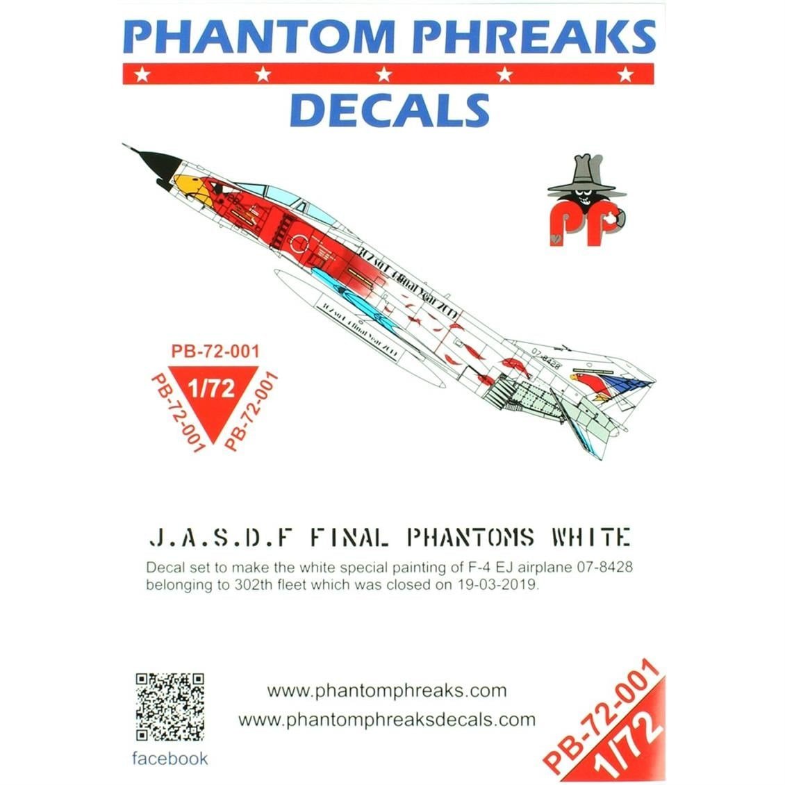 Babibi PB72001 1/72 Ölçek, Jasdf F4-EJ Son Samuray Beyaz Phantom, Dekal Çıkartma