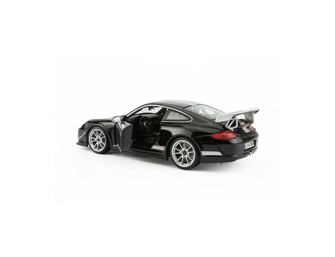 Bburago 11036 1/18 Ölçek, 2012 Porsche GT3 RS 4.0, Siyah-Gümüş, Sergilemeye Hazır Metal Araba Modeli
