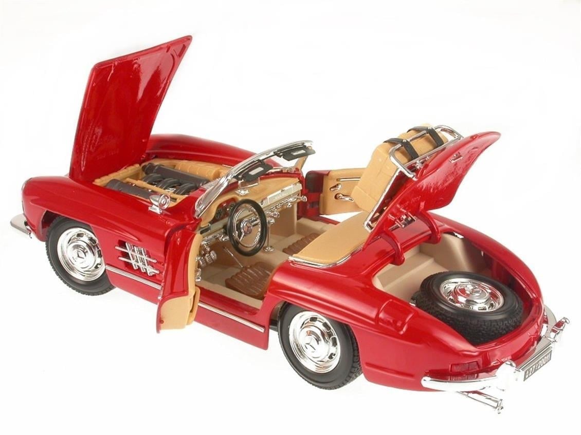 Bburago 12047 1/18 Ölçek, 1954 Mercedes Benz 300SL, Kırmızı, Sergilemeye Hazır Metal Araba Modeli
