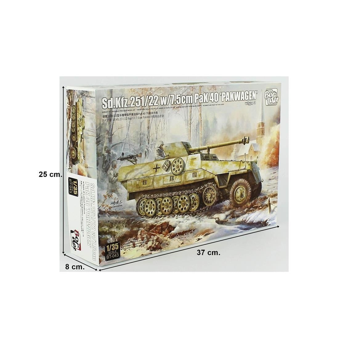 Border BT-043  1/35 Ölçek, Sd.Kfz.251/22 ve 7,5 cm PaK 40 (Pakwagen), Yarı Paletli Zırhlı Araç, Plastik Model Kiti