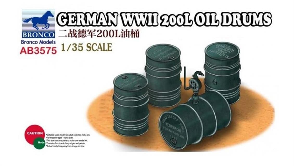 Bronco Ab3575 1/35 Ölçek, German WWII 200L Oıl Drums, Plastik Model kiti