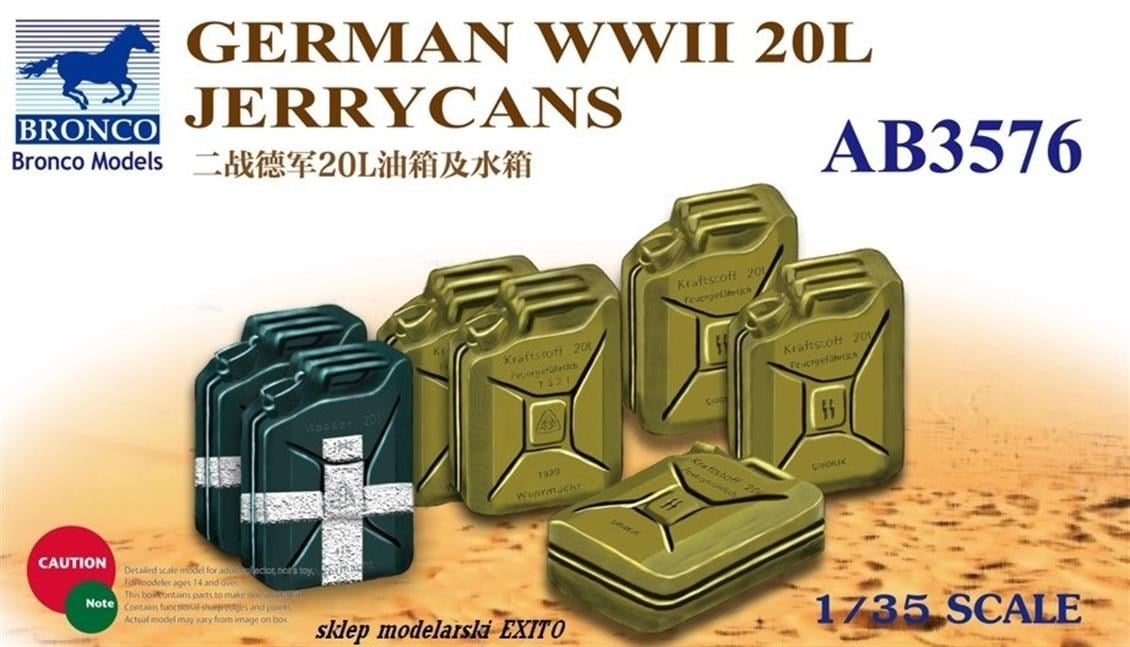 Bronco Ab3576 1/35 Ölçek, German WWII 20L Jerrycans, Plastik Model kiti