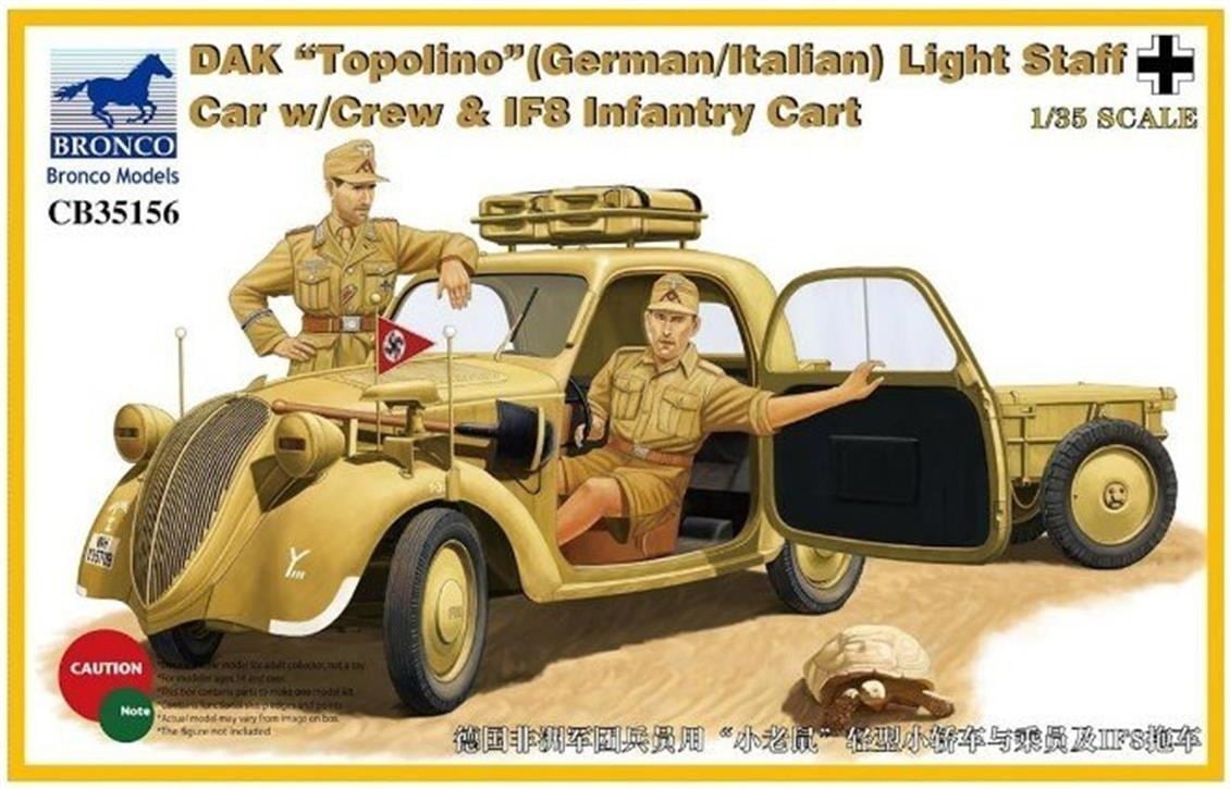 Bronco CB35156 1/35 Ölçek, DAK Topolino (German/Italian)Light St, Plastik Model kiti