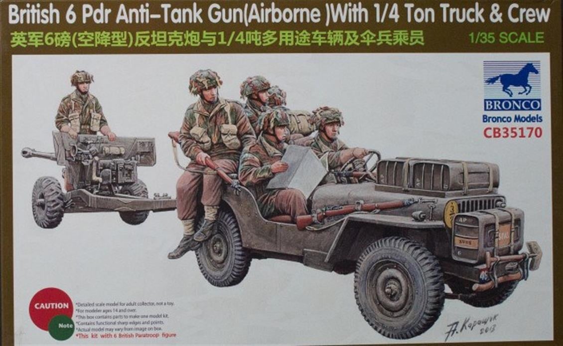 Bronco CB35170 1/35 Ölçek, British 6 Pdr Anti-Tank Gun( Airborne, Plastik Model kiti