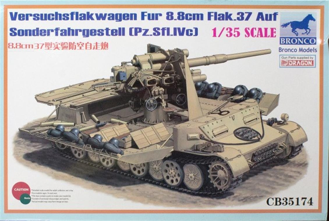Bronco CB35174 1/35 Ölçek, Versuchsflakwagen 8.8cm Flak 37 auf S, Plastik Model kiti
