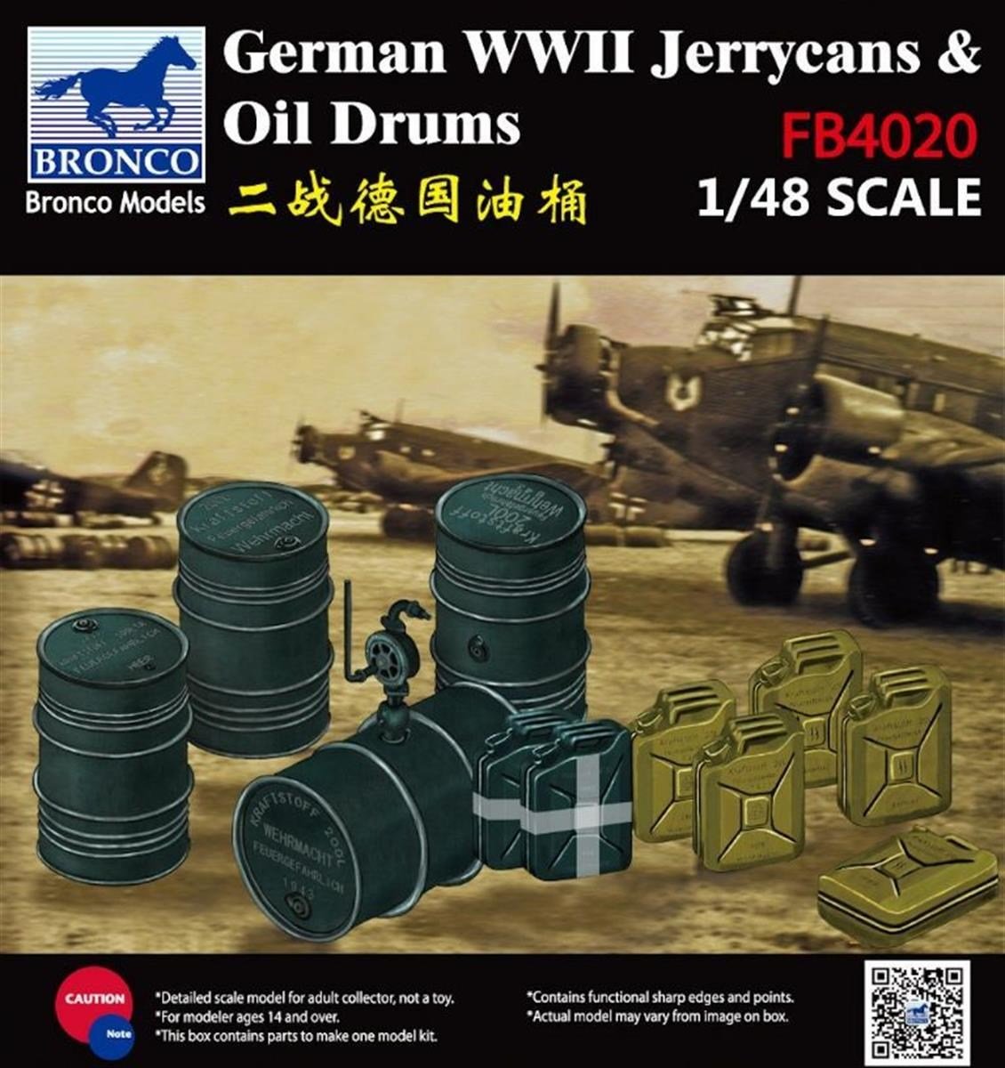 Bronco FB4020 1/48 Ölçek, WWII German Jerry Can and Fuel Drum, Plastik Model kiti