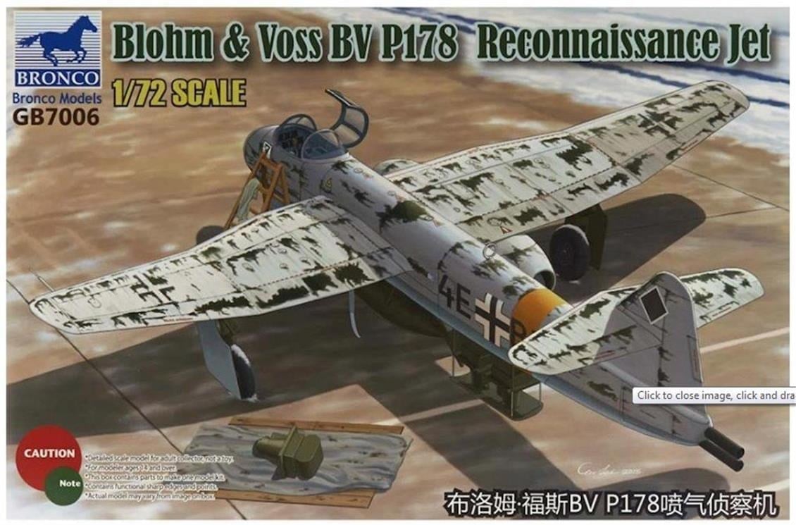 Bronco GB7006 1/72 Ölçek, Blohm and Voss BV P178 Reconnaissance, Plastik Model kiti