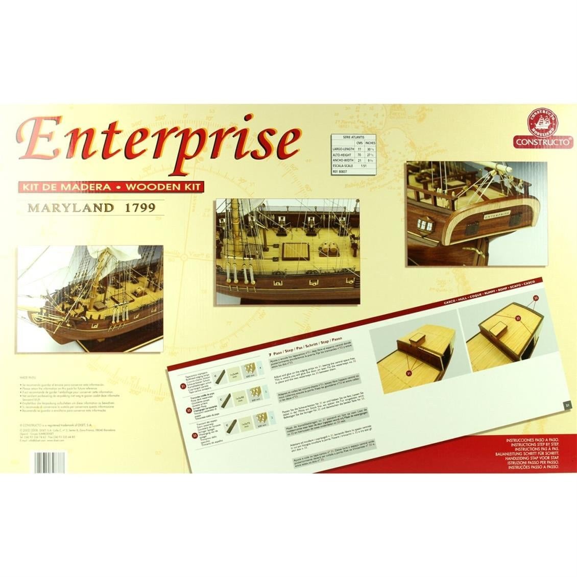 Constructo 80837 1/51 Ölçek, Enterprıse, Ahşap Tekne Kiti