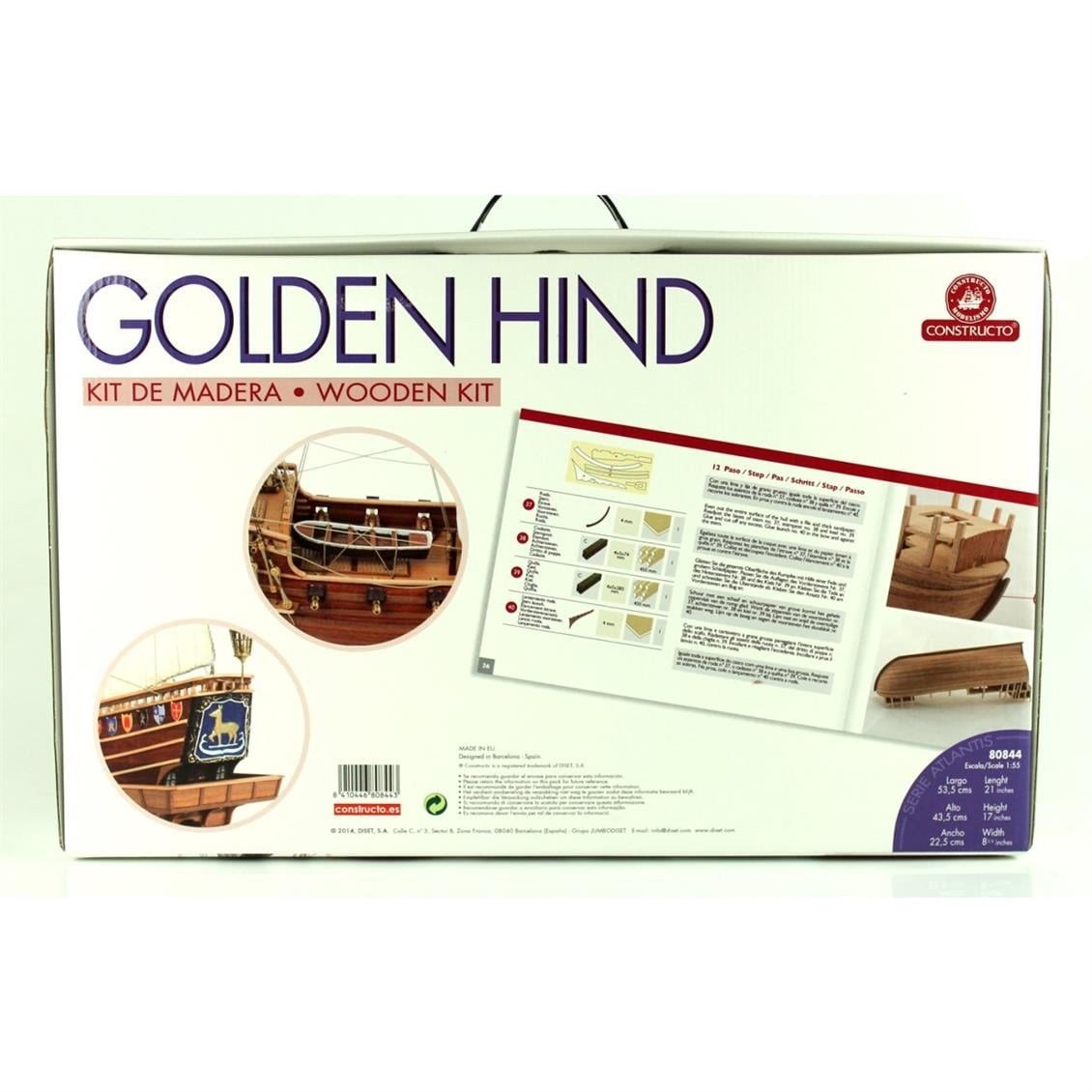 Constructo 80844 1/55 Ölçek, Golden Hınd, Ahşap Tekne Kiti