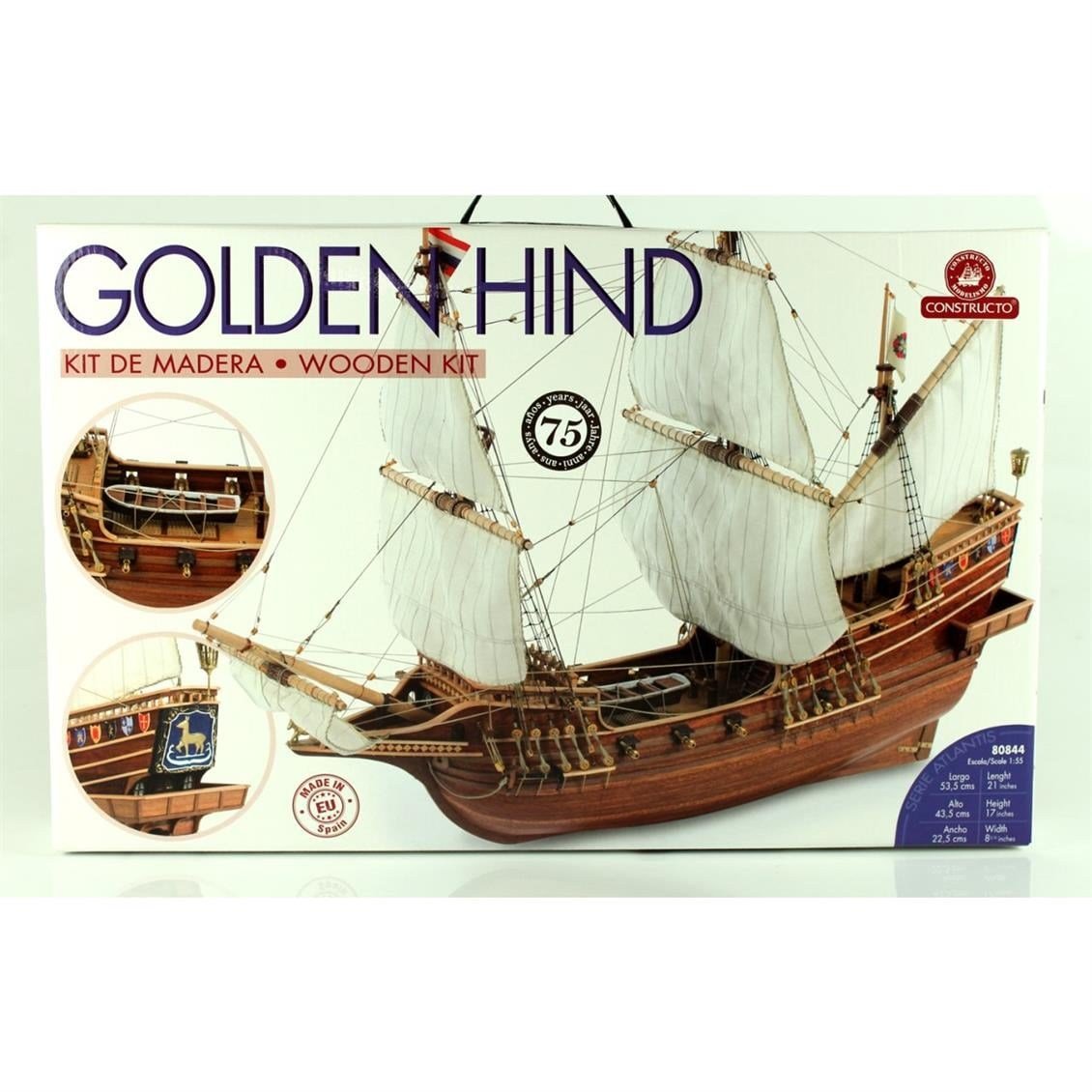 Constructo 80844 1/55 Ölçek, Golden Hınd, Ahşap Tekne Kiti