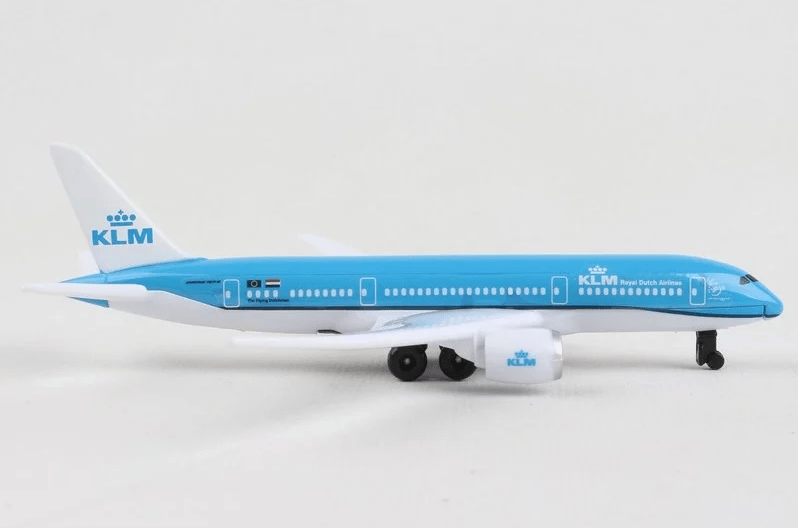 Daron 86RT-2384 KLM 787, 12,5 cm. Metal Gövde, Plastik Kanatlar, Sergilemeye Hazır Model Yolcu Uçağı
