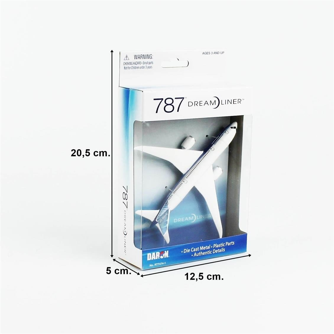 Daron 86RT-7474 Boeing B787, 12,5 cm. Metal Gövde, Plastik Kanatlar, Sergilemeye Hazır Model Yolcu Uçağı