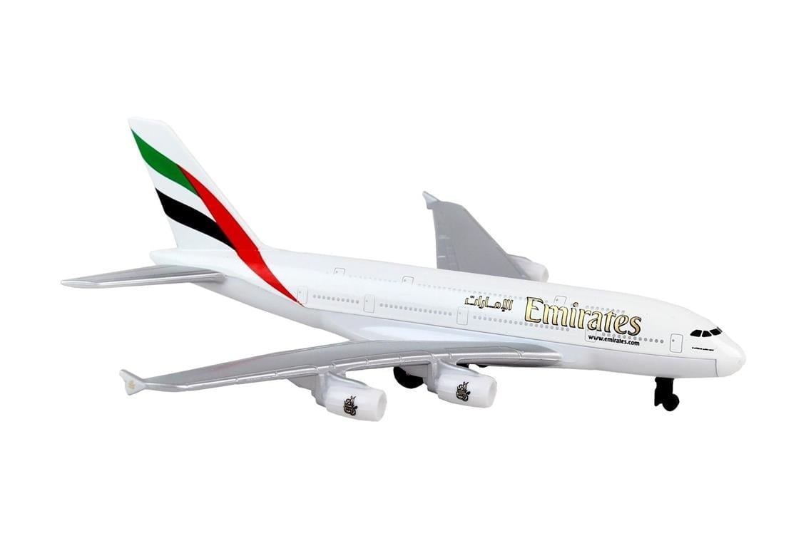 Daron 86RT-9904 Emirates Airbus A380, 12,5 cm. Metal Gövde, Plastik Kanatlar, Sergilemeye Hazır Model Yolcu Uçağı