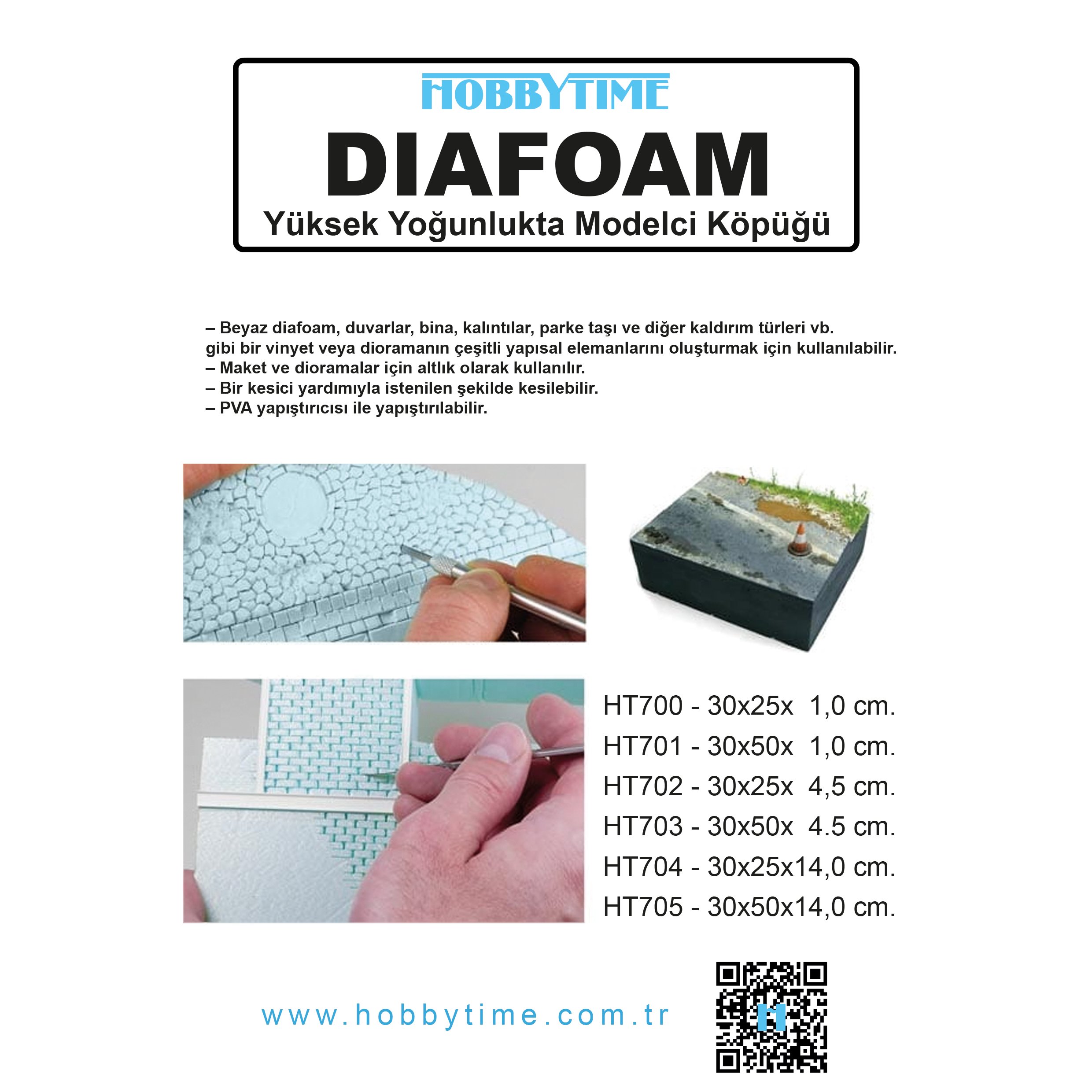 Diafoam 30x25x14 cm. Yüksek Yoğunlukta Modelci Köpüğü