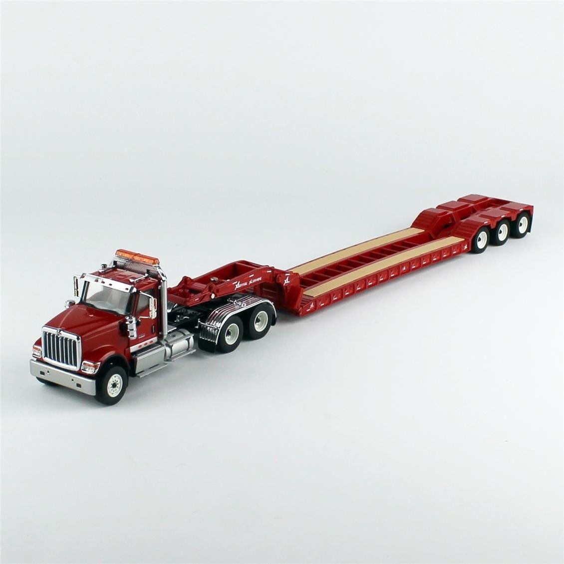 Diecast Masters 71013 1/50 Ölçek, International HX520 Tandem Kırmızı Çekici, XL 120 HDG Drop Deck Dorse ve 2 adet Ek Dorse,.Ser