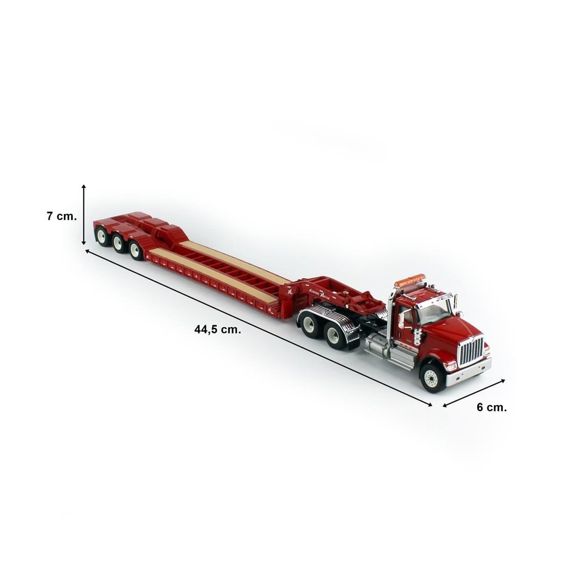Diecast Masters 71013 1/50 Ölçek, International HX520 Tandem Kırmızı Çekici, XL 120 HDG Drop Deck Dorse ve 2 adet Ek Dorse,.Ser