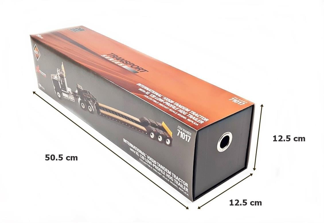 Diecast Masters 71017 1/50 Ölçek, International HX520 Tandem Çekici ve XL 120 Treyler, Siyah, Sergilemeye Hazır Metal Model