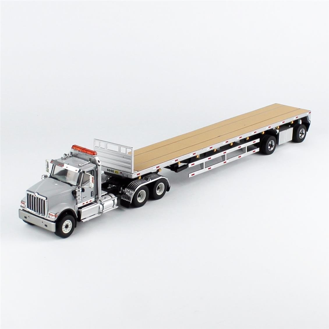 Diecast Masters 71026 1/50 Ölçek, International HX520 Tandem Gri Renk Çekici ve  53' Flat Bed ahşap tabanlı Dorse, Sergilemeye