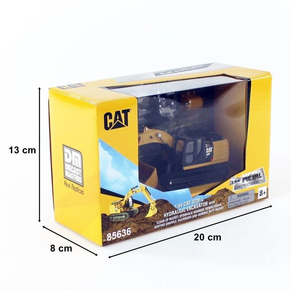 Diecast Masters 85636 1/64 Ölçek, Cat 320F L Ekskavatör, 4 Farklı Ataşmanlı, Sergilemeye Hazır Metal İş Makinası Modeli