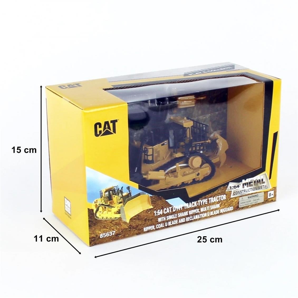 Diecast Masters 85637 1/64 Ölçek, Cat D11 Dozer, Çift Bıçaklı ve Arka  Kesicili, Sergilemeye Hazır Metal İş Makinası Modeli
