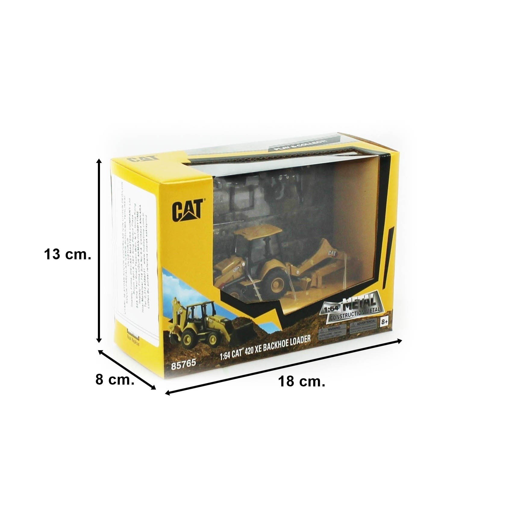 Diecast Masters 85765 1/64 Ölçek, Cat 420 XE Backhoe Loder, 4 ataşman ile, Sergilemeye Hazır Metal İş Makinası Modeli