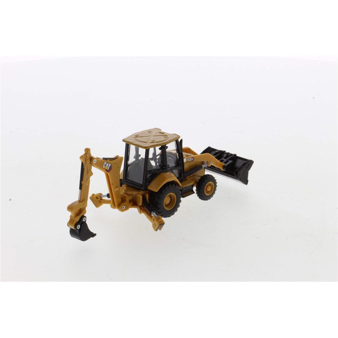Diecast Masters 85765 1/64 Ölçek, Cat 420 XE Backhoe Loder, 4 ataşman ile, Sergilemeye Hazır Metal İş Makinası Modeli
