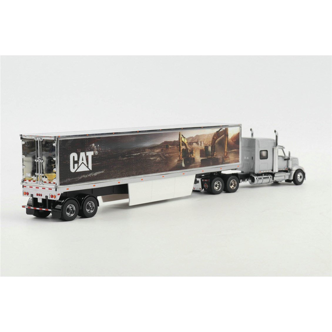 Diecast Masters 85769 1/50 Ölçek, International Lonestar Yataklı Çekici ve Cat Mural Treyler Dorse, Sergilemeye Hazır Metal İş