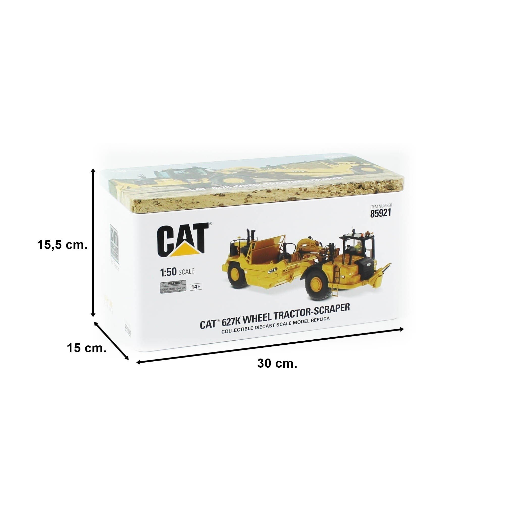 Diecast Masters 85921 1/50 Ölçek, Cat 627K Lastik Tekerli Çekici ve Sıyırıcı, Sergilemeye Hazır Metal İş Makinası Modeli