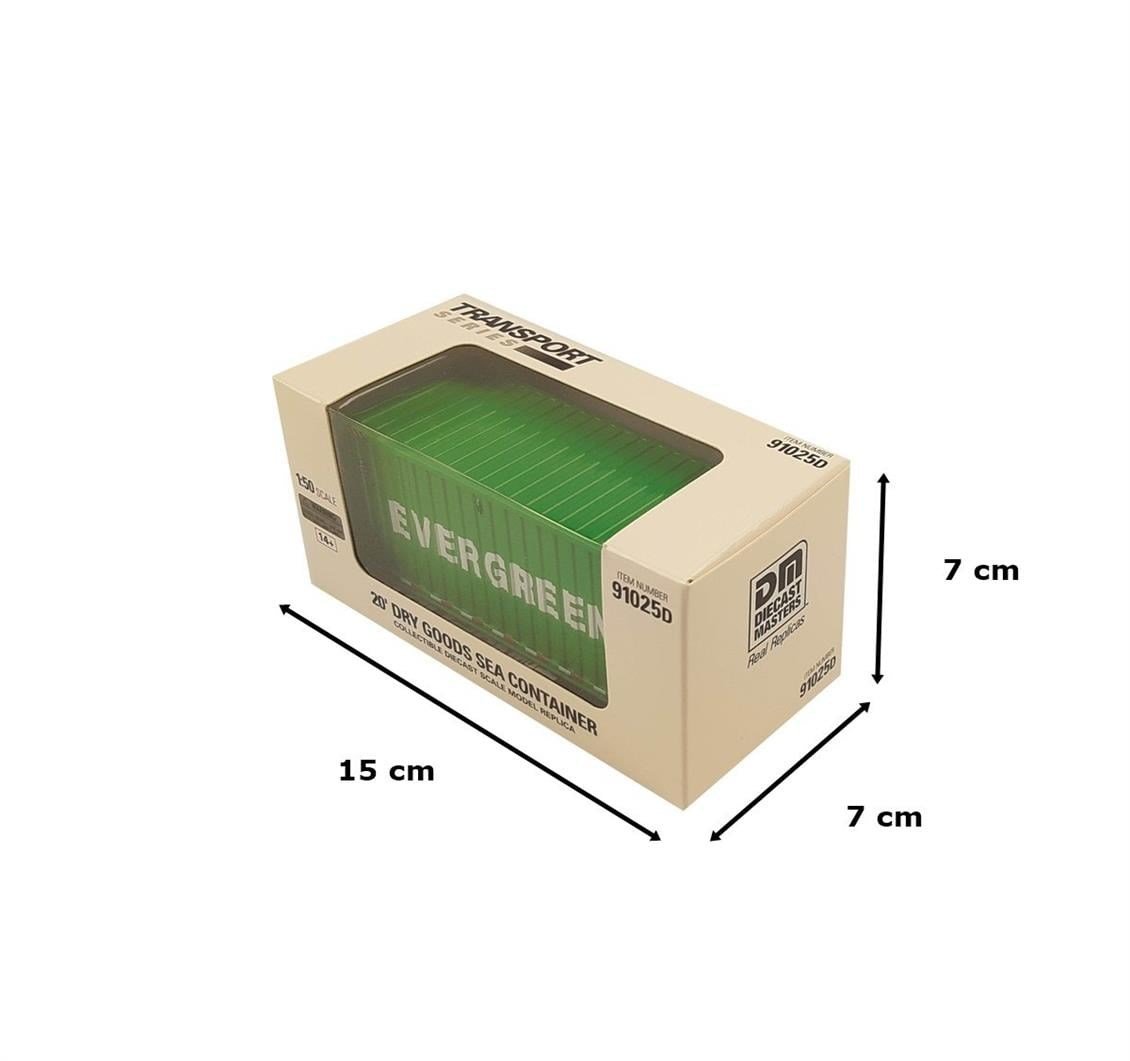 Diecast Masters 91025D 1/50 Ölçek, 20 lik Kuru Yük Konteyneri, Yeşil ( EverGreen Logolu ) Sergilemeye Hazır Plastik Model