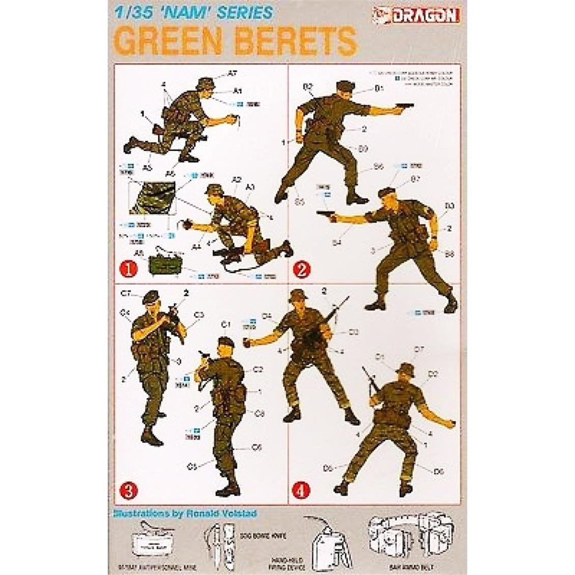 Dragon 3309 1/35 Ölçek, Yeşil Bereliler Asker Figürleri Plastik Model Kiti
