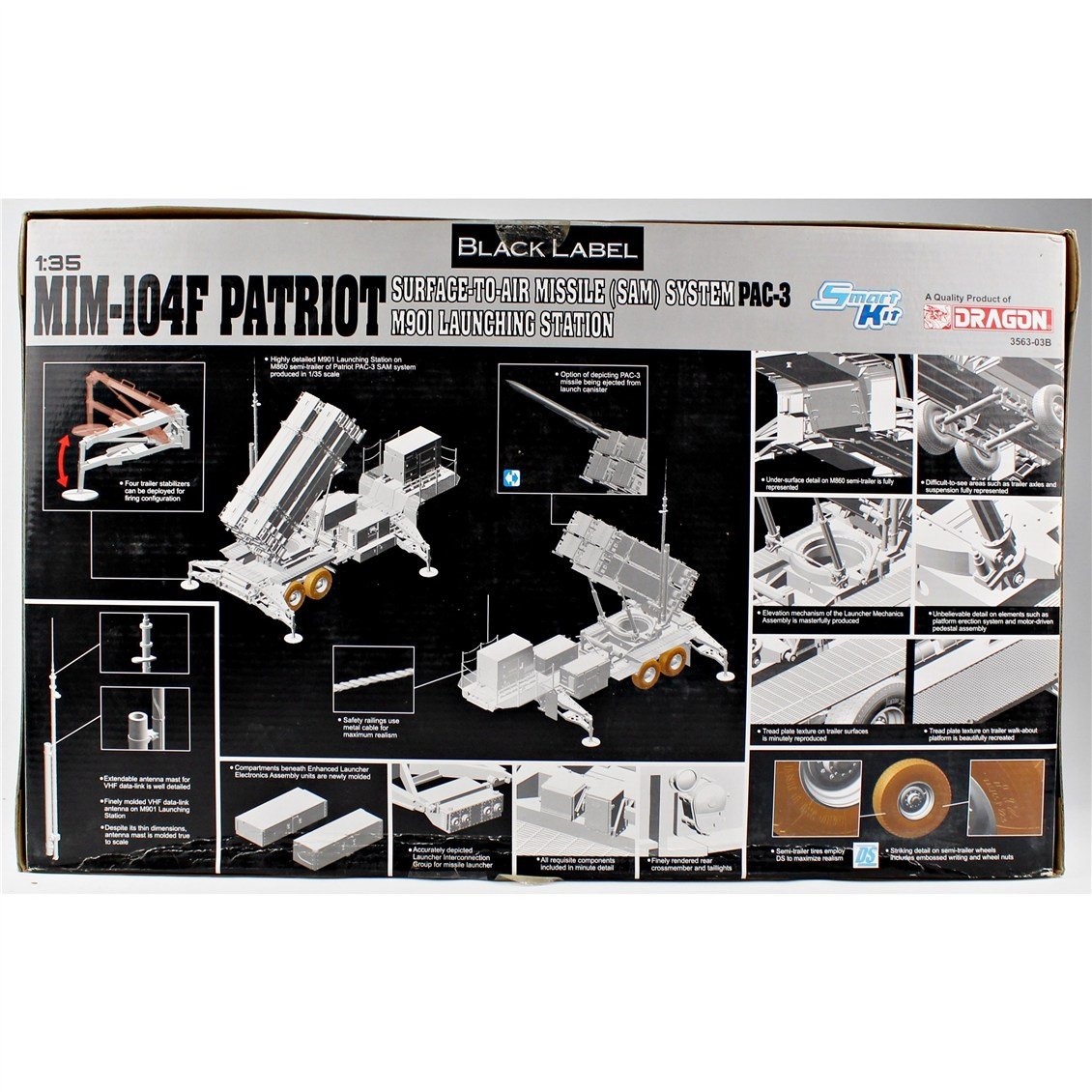 Dragon 3563 1/35 Ölçek, SAM Füze Sistemi, PAC-3 M901 Fırlatma İstasyonu, MIM-104F Patriot, Plastik Model Kiti