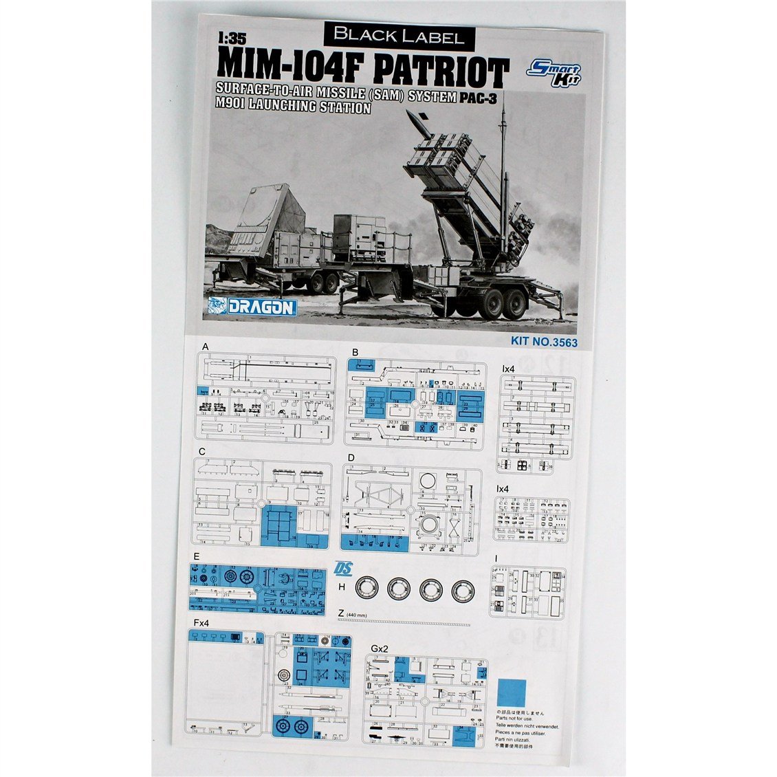 Dragon 3563 1/35 Ölçek, SAM Füze Sistemi, PAC-3 M901 Fırlatma İstasyonu, MIM-104F Patriot, Plastik Model Kiti