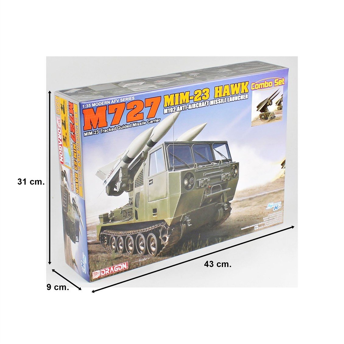 Dragon 3588 1/35 Ölçek, M727 Paletli Güdümlü Füze Taşıyıcı ve MIM-23 HAWK M192 Uçaksavar Füze Fırlatıcı Kombine Seti, Plastik M