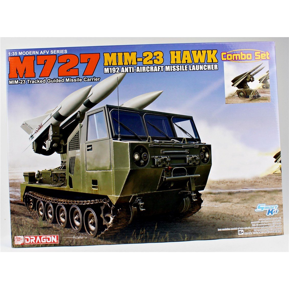 Dragon 3588 1/35 Ölçek, M727 Paletli Güdümlü Füze Taşıyıcı ve MIM-23 HAWK M192 Uçaksavar Füze Fırlatıcı Kombine Seti, Plastik M
