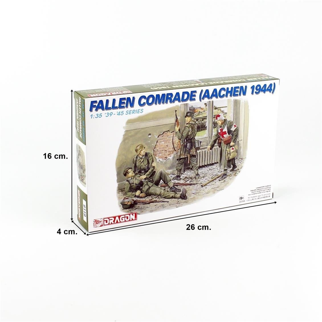 Dragon 6119 1/35 Ölçek, Yere Düşmüş Yoldaş ve Asker Figürleri (Aachen1944), Plastik Model Kiti