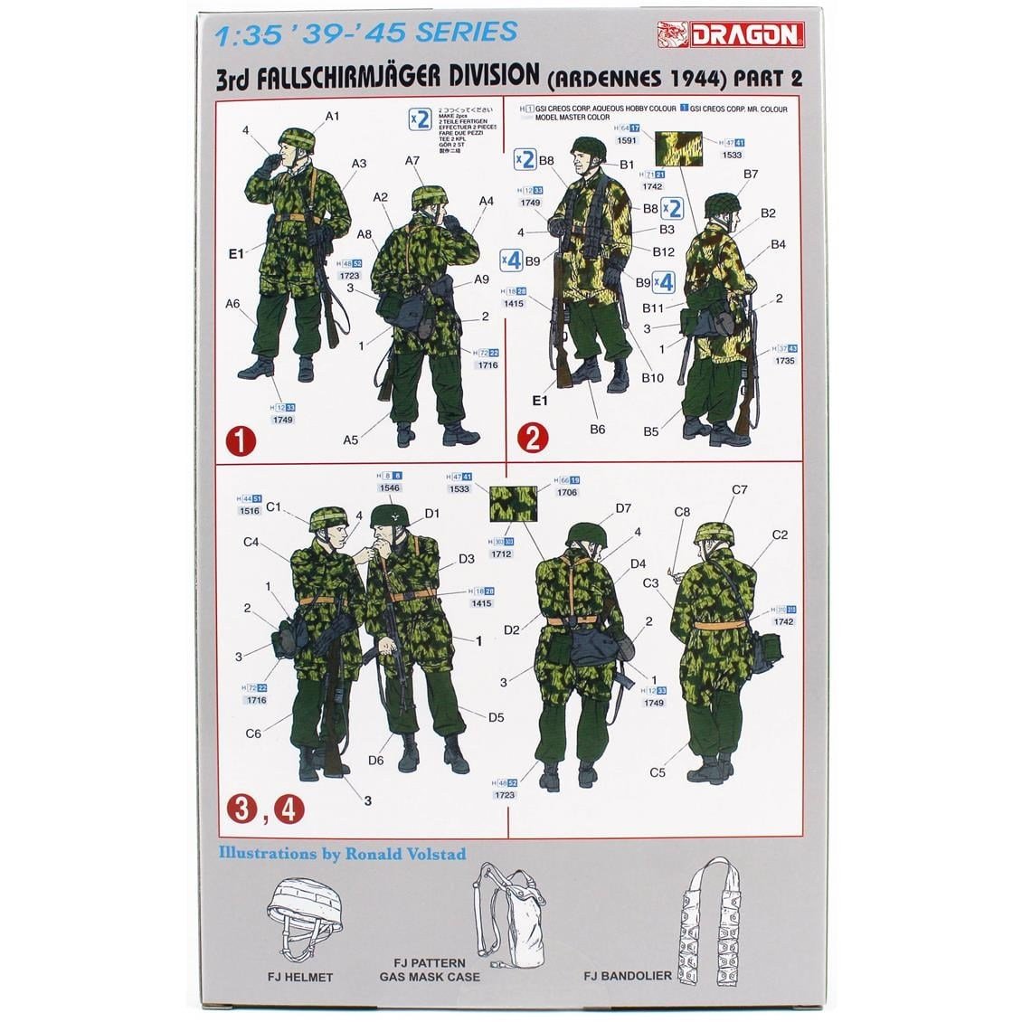 Dragon 6143 1/35 Ölçek, 3.Paraşütcü Timi (Ardennes 1944) Part2 Figürleri,  Plastik Model Kiti