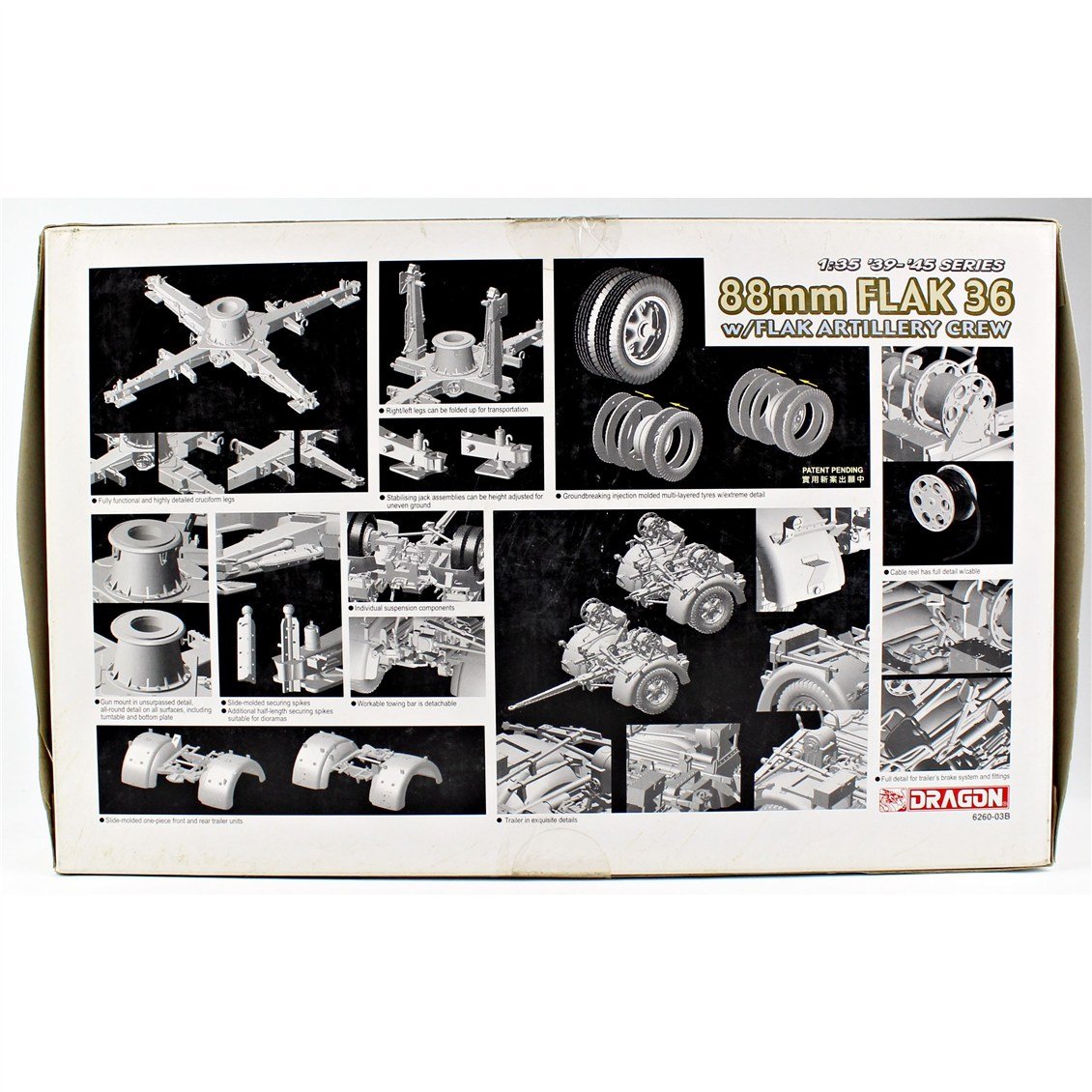 Dragon 6260 1/35 Ölçek, 88mm FLAK 36 Uçaksavar Topu ve Uçaksavar Topçu Mürettebatı,  Plastik Model Kiti