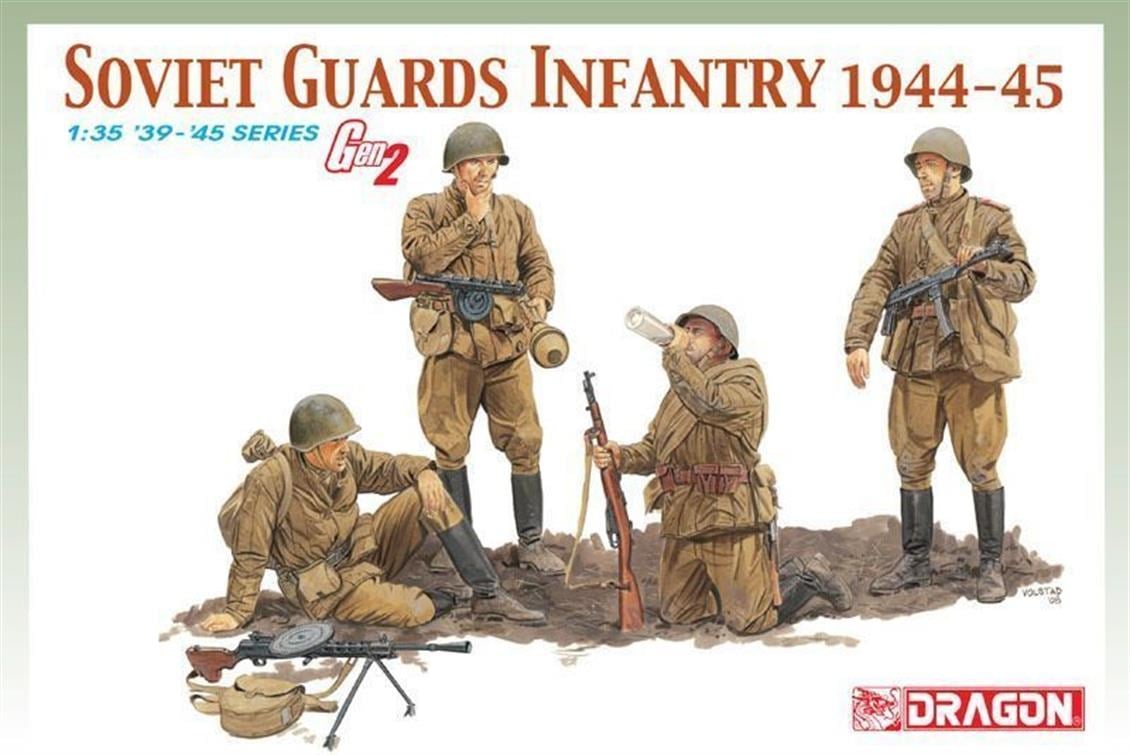 Dragon 6376 1/35 Ölçek, Sovyet Muhafızlar (1944-45) Piyade Askeri Figürleri  Plastik Model Kiti