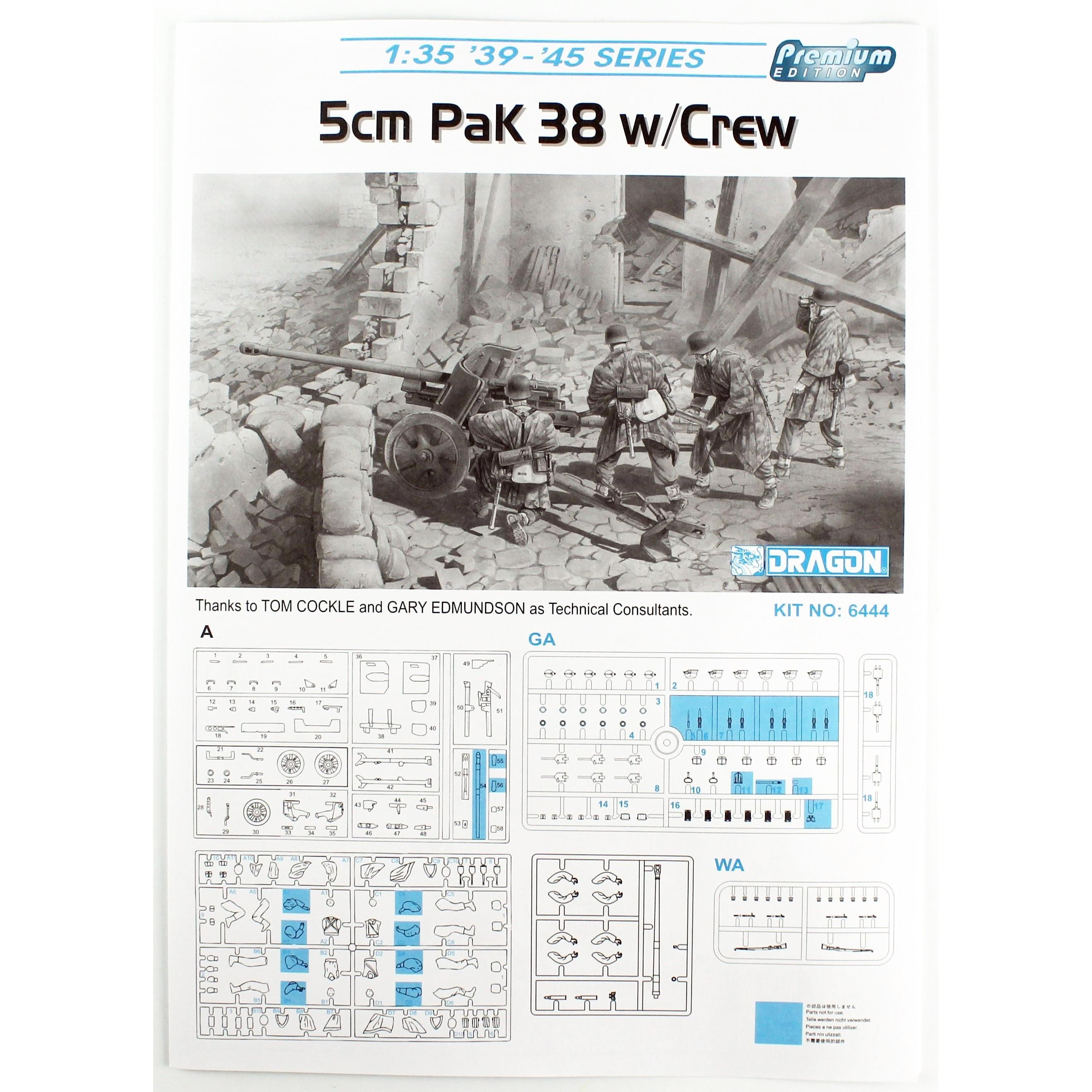 Dragon 6444 1/35 Ölçek,,5cm Pak 38 ve Mürettebat, Plastik Model Kiti