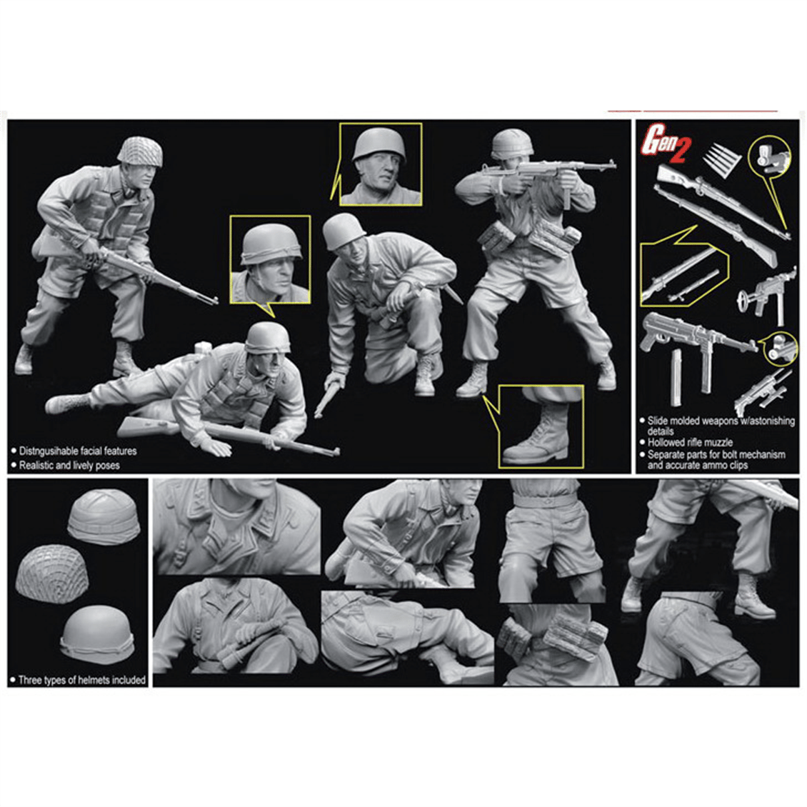 Dragon 6514 1/35 Ölçek, Monte Cassino Savunucuları (Paraşütçüler-1944) Figürleri Plastik Model Kiti