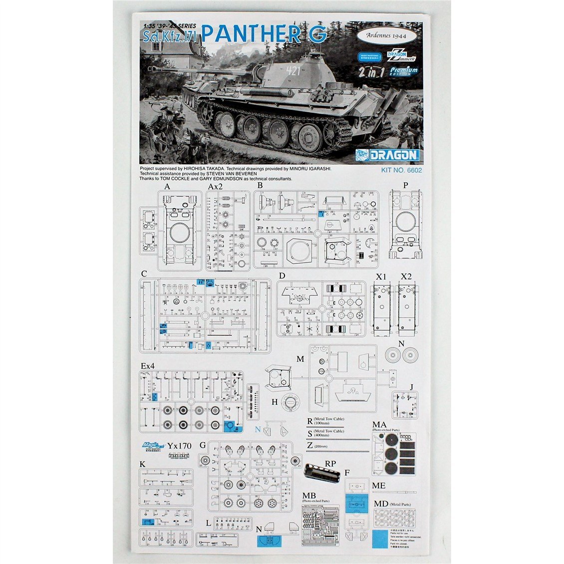 Dragon 6602 1/35 Ölçek, Sd.Kfz.171 Panther G Tankı (2 in1-Premium Edition), Yeni Tip Paletler ile, Plastik Model Kiti