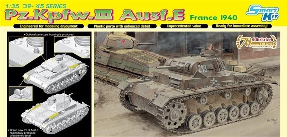 Dragon 6631 1/35 Ölçek, Pz.Kpfw.III Ausf.E (Fransa 1940) Tankı Plastik Model Kiti