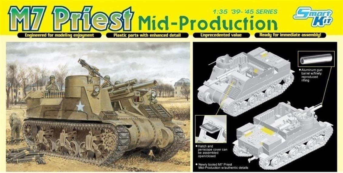 Dragon 6637 1/35 Ölçek, M7 Priest Obüs Topu Plastik Model Kiti