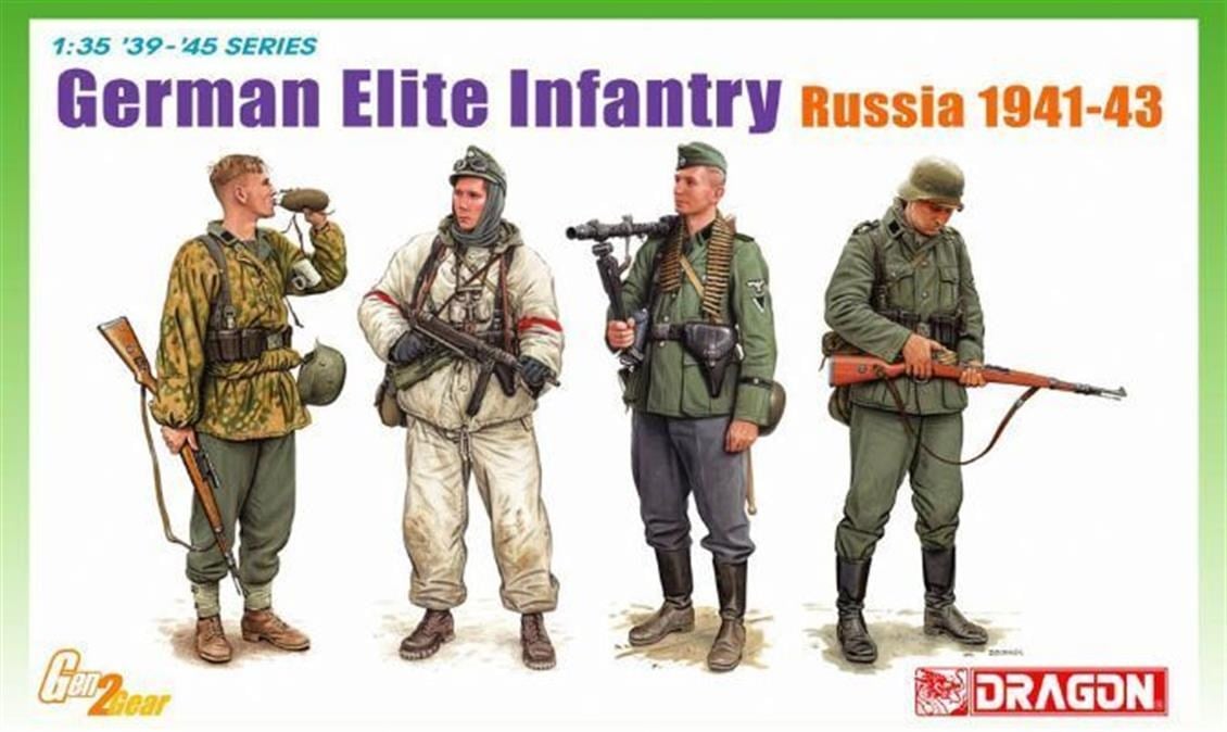 Dragon 6707 1/35 Ölçek, Alman Elit Piyade (Rusya 1941-43) Asker Figürleri Plastik Model Kiti