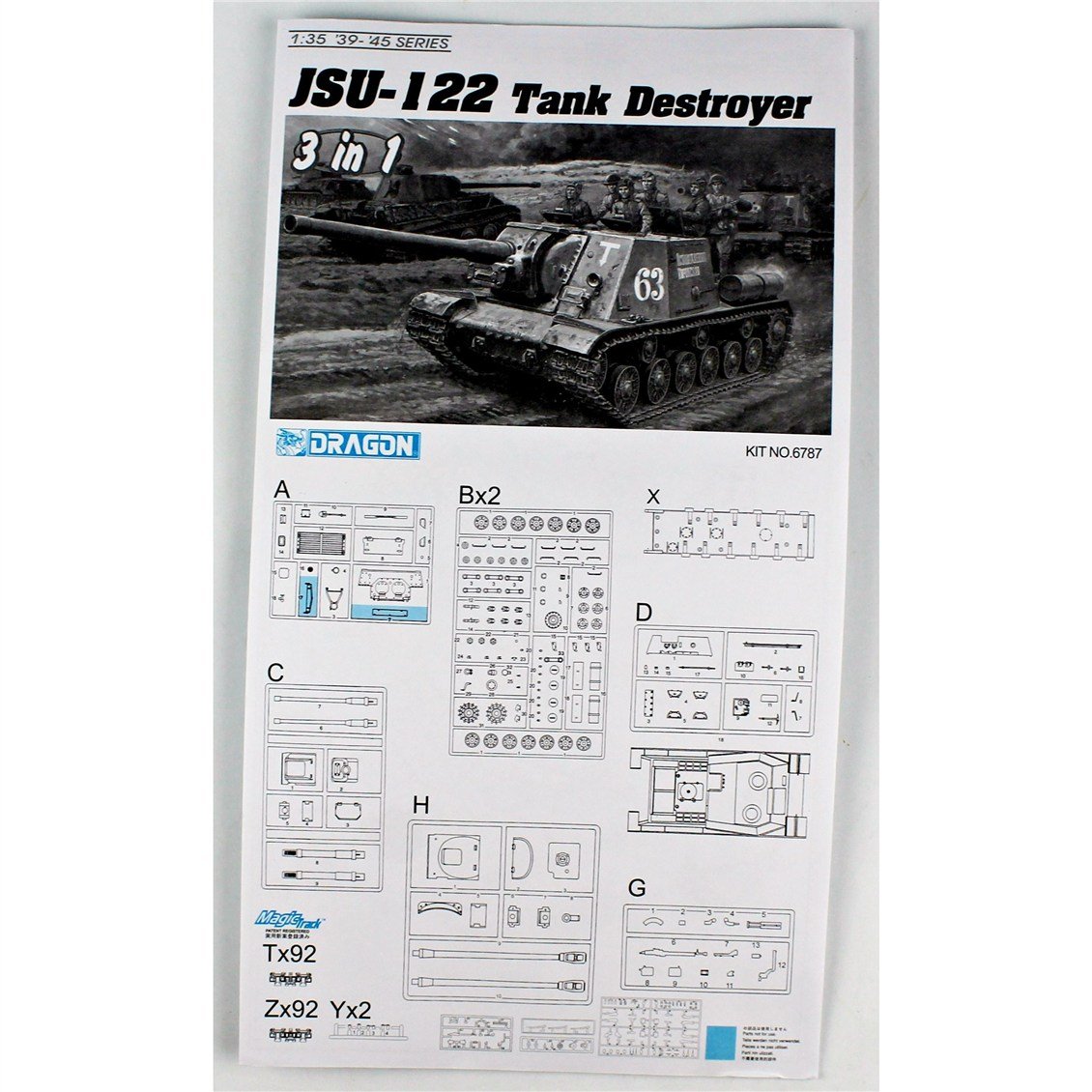 Dragon 6787 1/35 Ölçek, JSU-122 VS Panzerjager Rus Tank Avcısı, Plastik Model Kiti